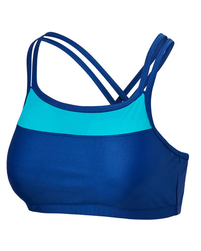 UV Skinz's women's crisscross swim bra in navy blue teal|navy-blue-teal