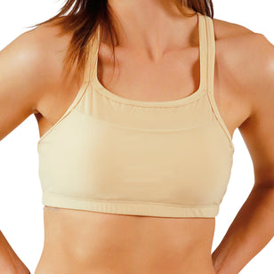 front womens crisscross swim bra|beige