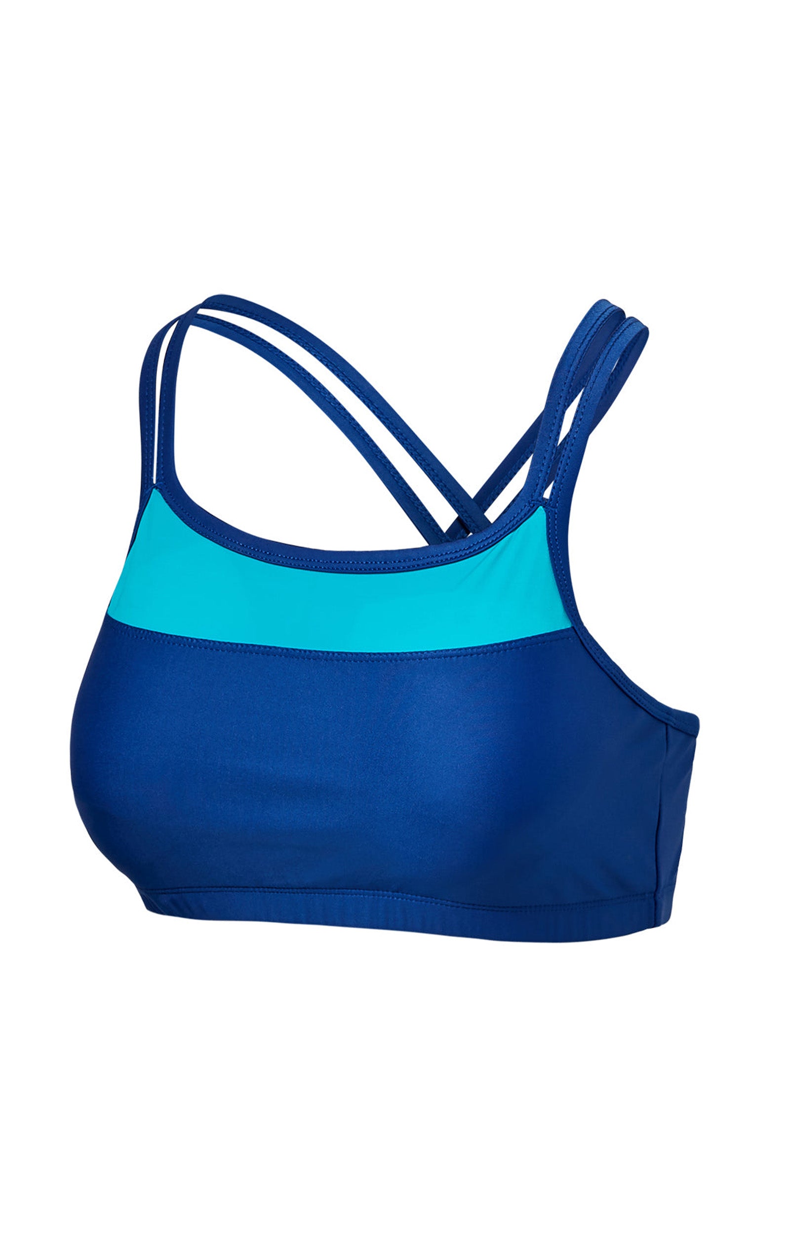 UV Skinz's women's crisscross swim bra in navy blue teal|navy-blue-teal