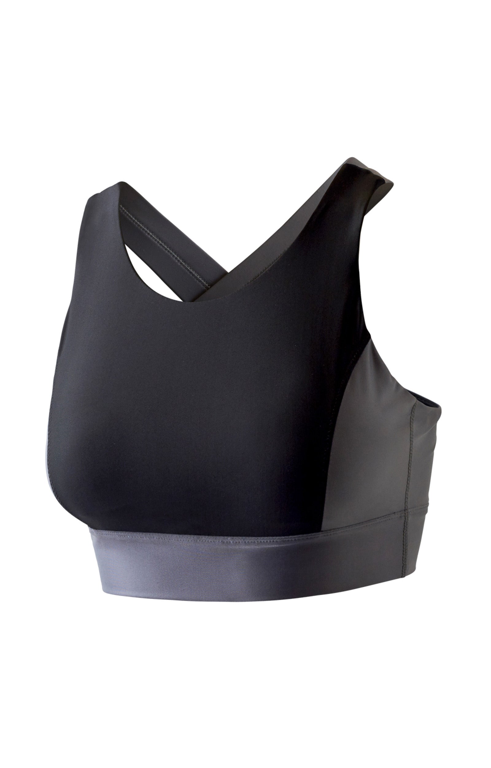 Women's Active Swim Bra in Black|black-steel-grey