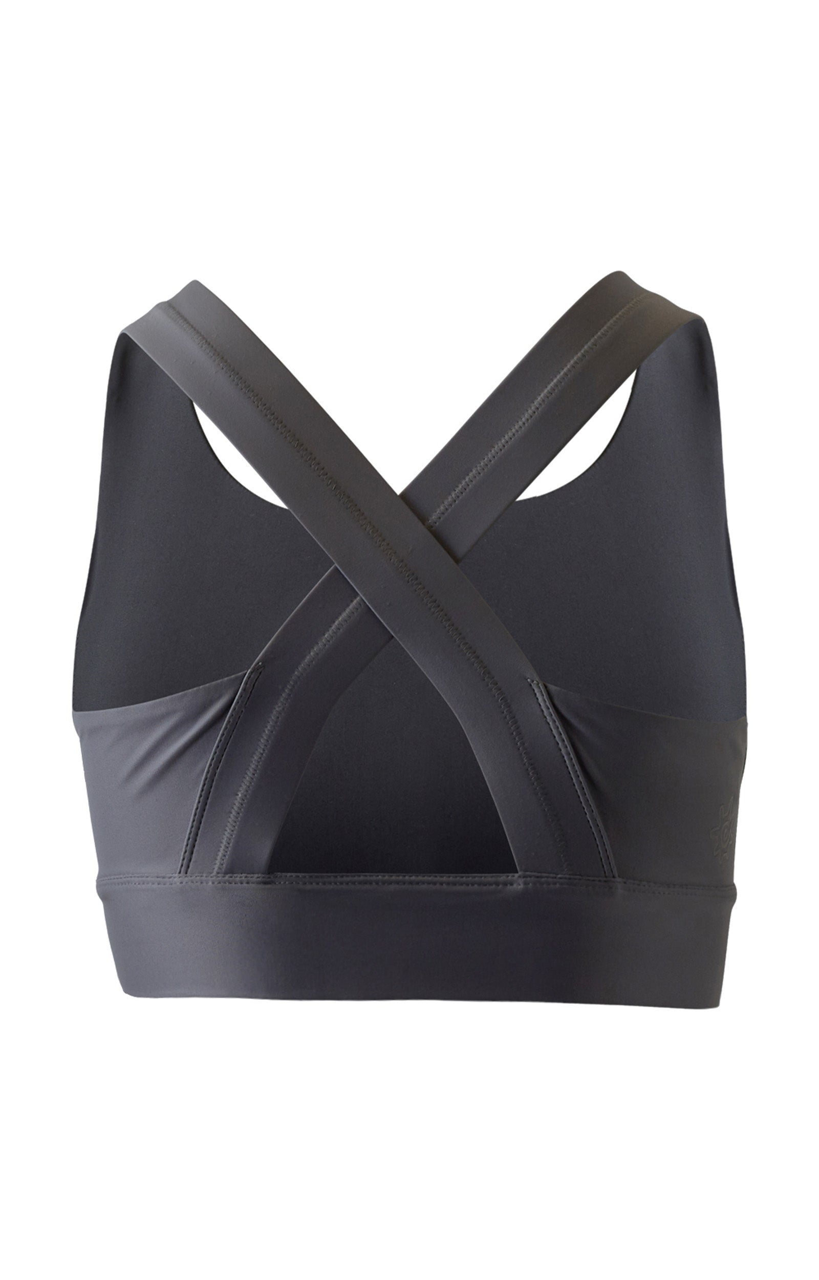 Back of the Women's Active Swim Bra in Black|black-steel-grey