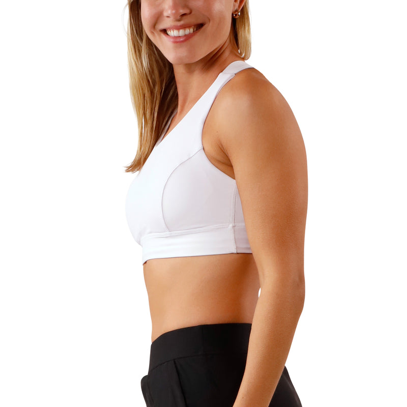 Women's side Active Swim Bra in Dark Teal|white