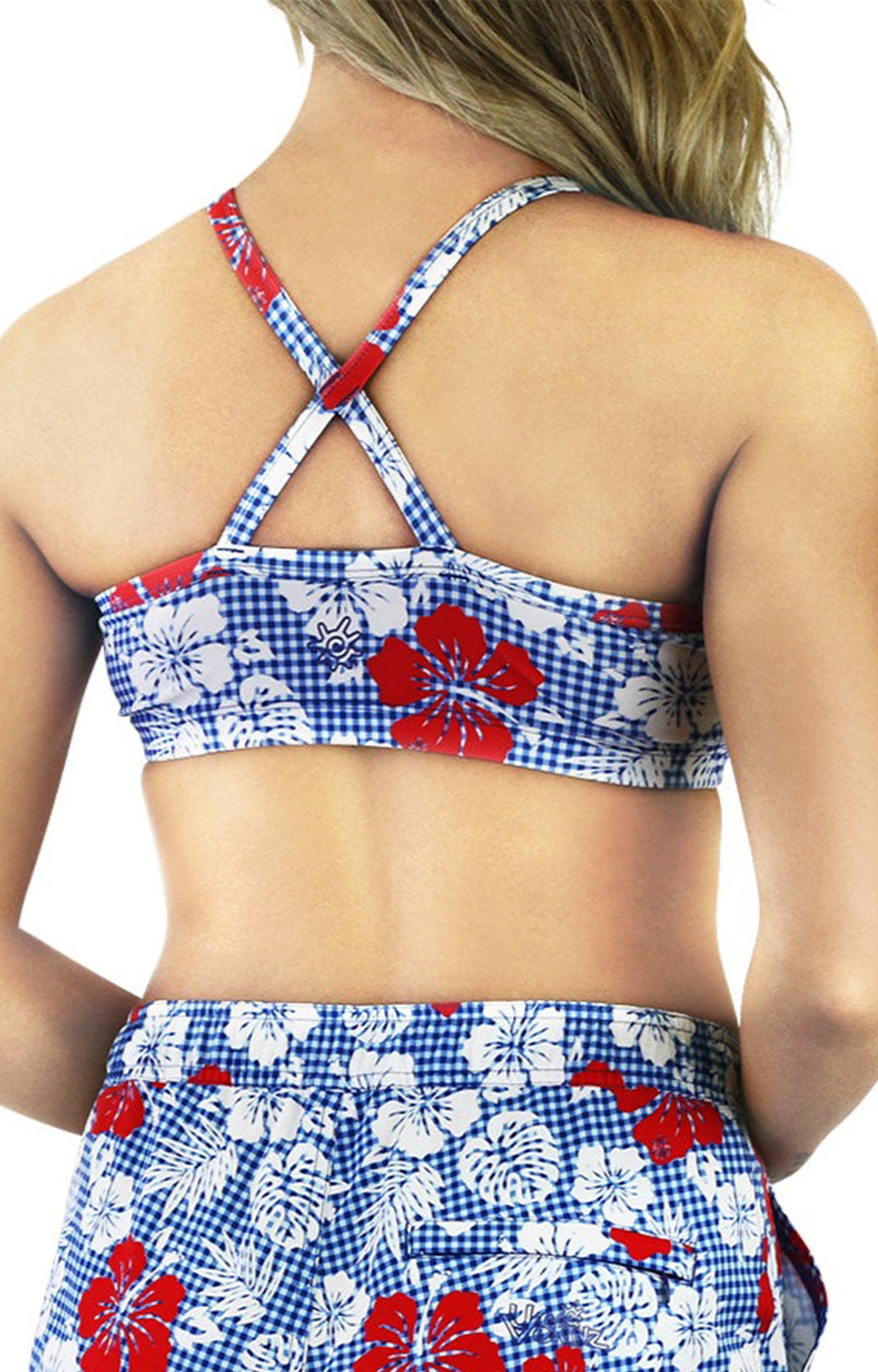 women's padded swim bra in red americana gingham|red-americana-gingham