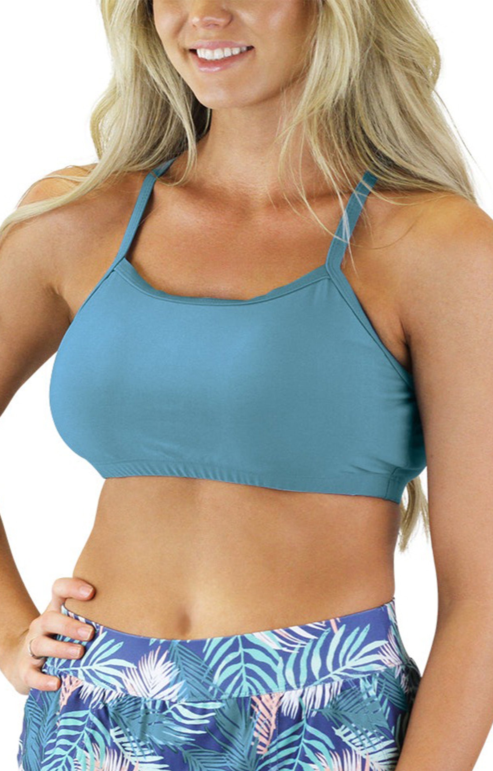 Women's Padded Swim Bra in Lagoon|lagoon