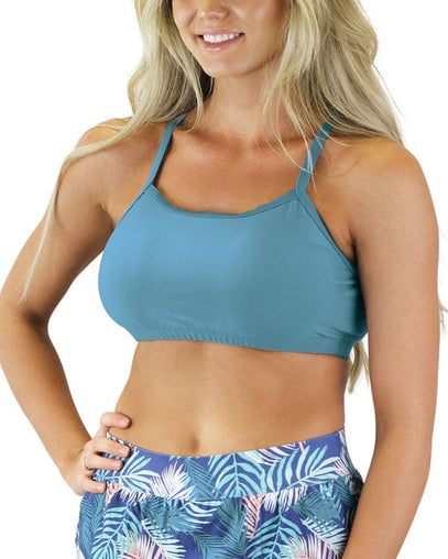 Women's Padded Swim Bra in Lagoon|lagoon