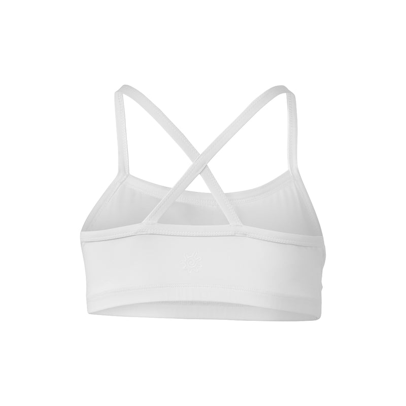 Back of UV Skinz's Women's Padded Swim Bra in White|white