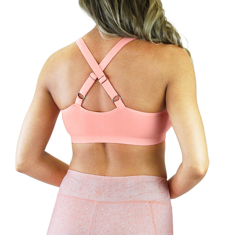 back of the women's adjustable swim bra in apricot|apricot