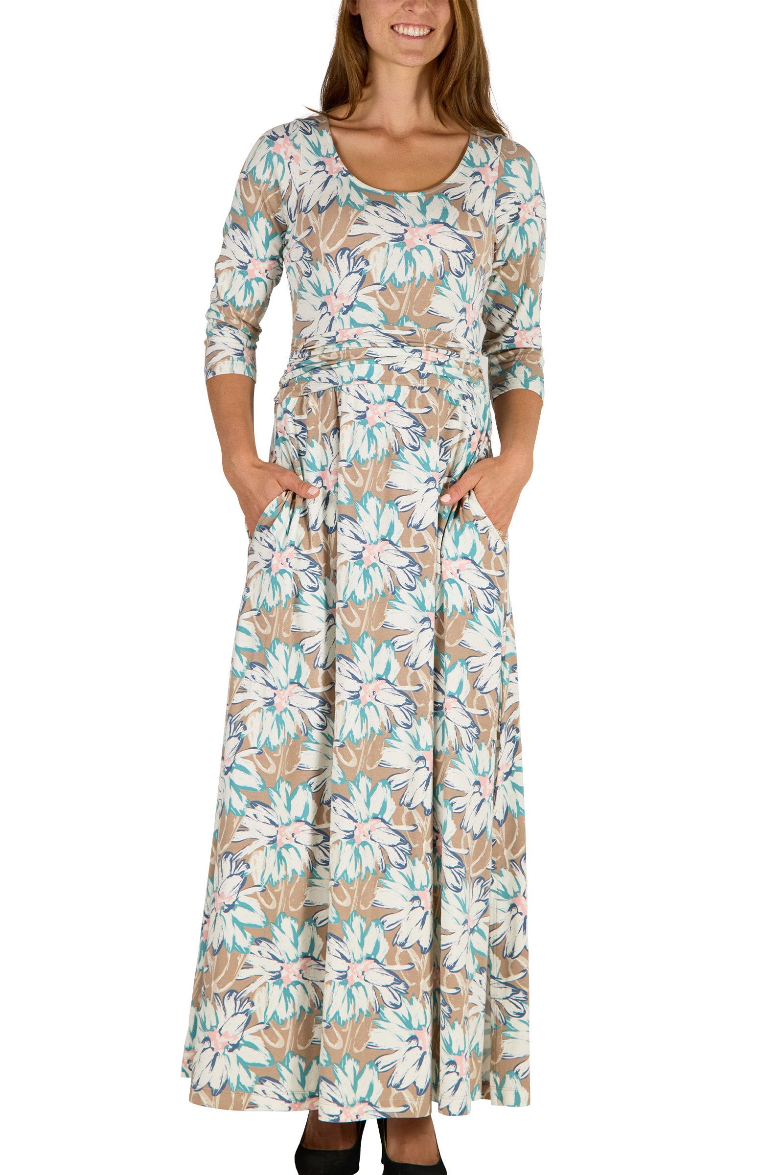 long sleeve sun dresses UV Skinz UPF 50+ Women's UPF Scoop Neck Maxi Dress