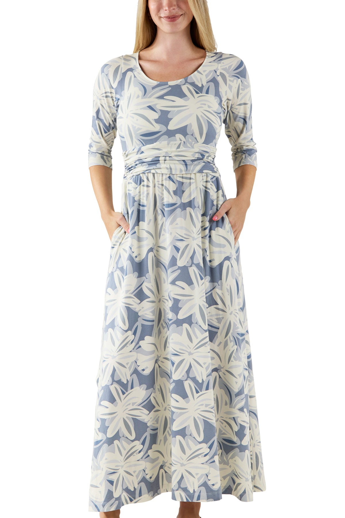 Women's Scoop Neck Maxi Dress with Pockets
