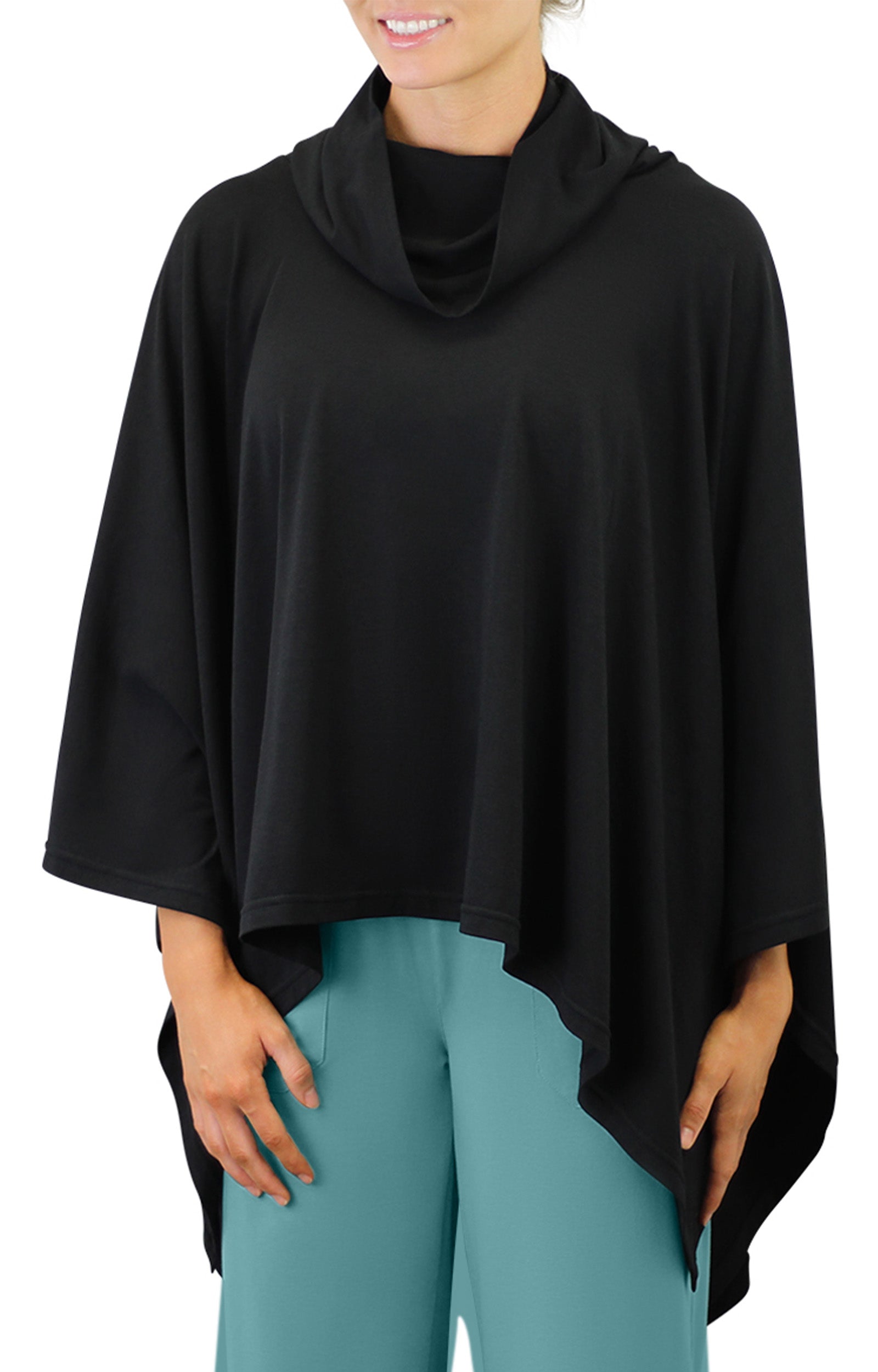 women's sun poncho in black|black