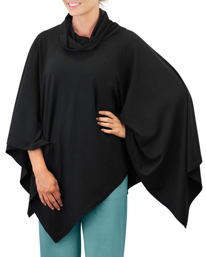 women's sun poncho in black|black