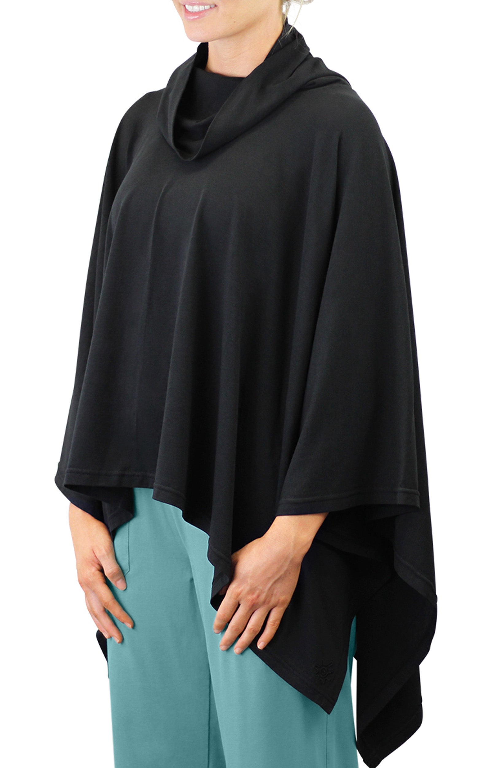 women's sun poncho in black|black