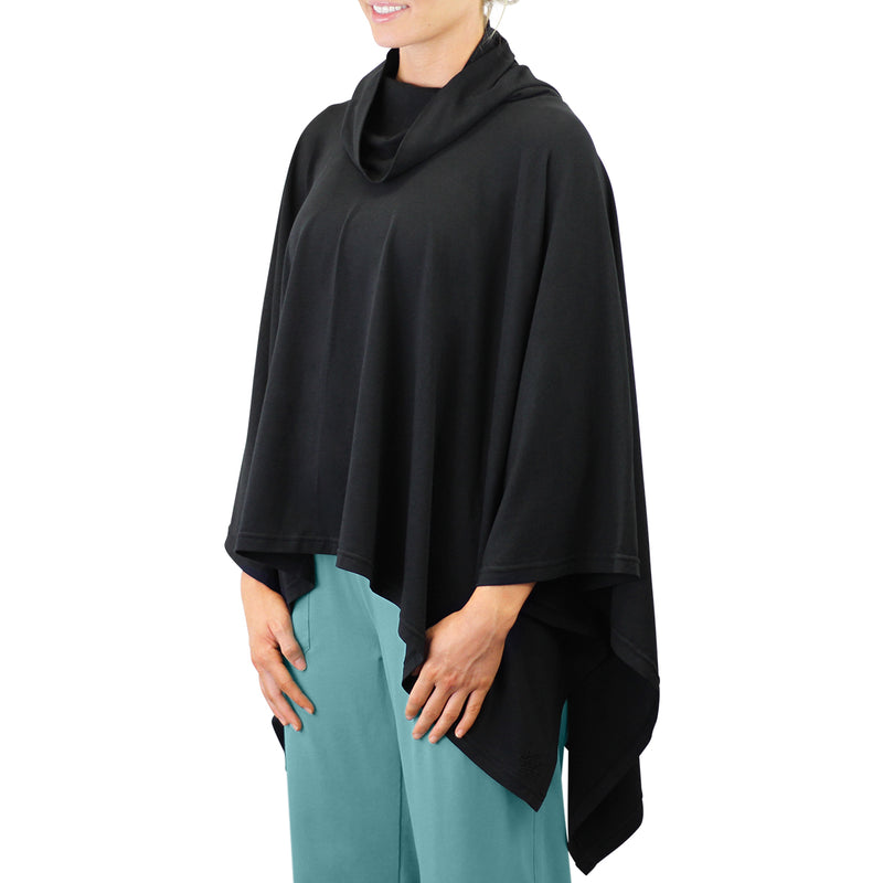 women's sun poncho in black|black