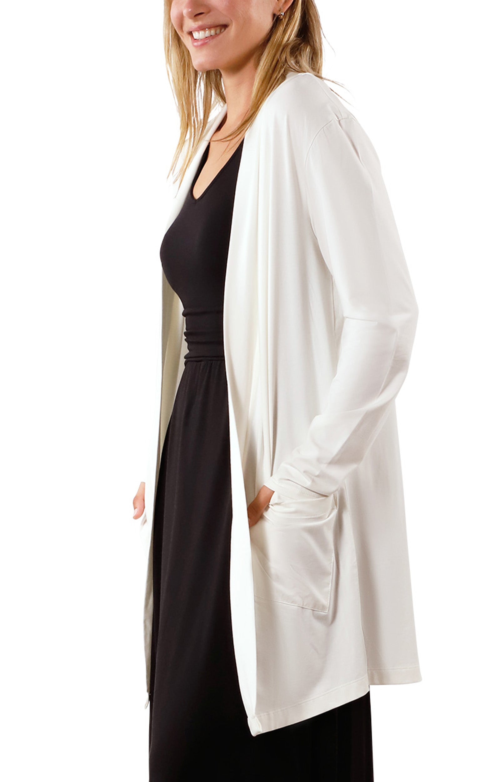 side view of womens everyday sun layer in pearl|pearl