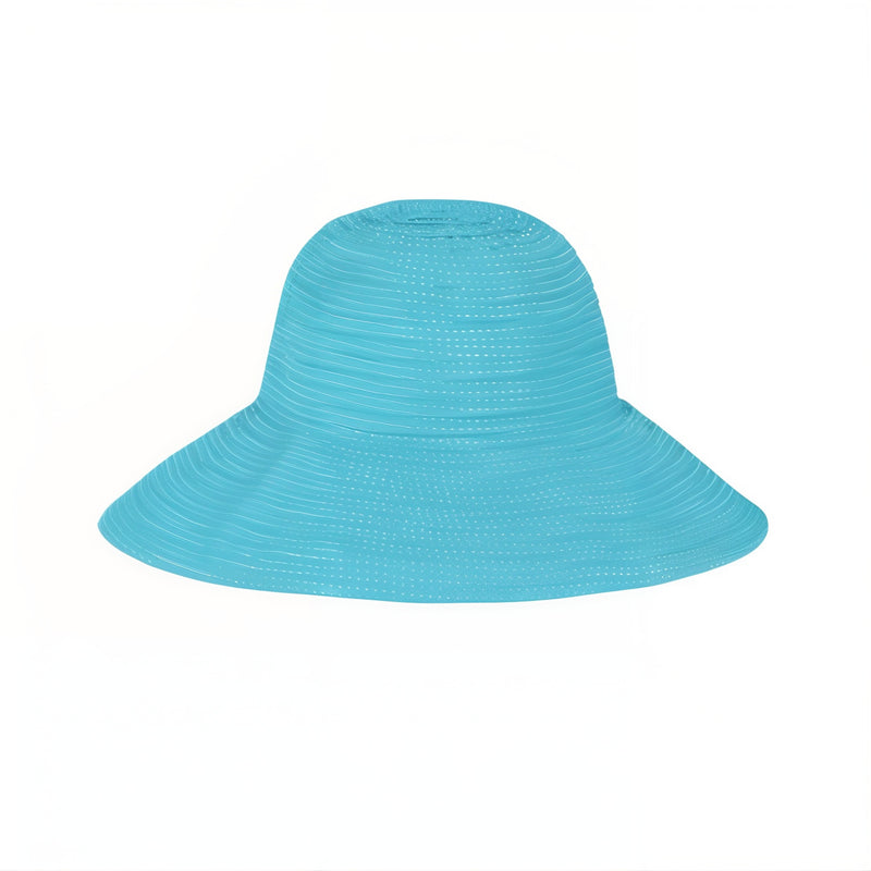 women's wide brim dot hat in aqua|aqua