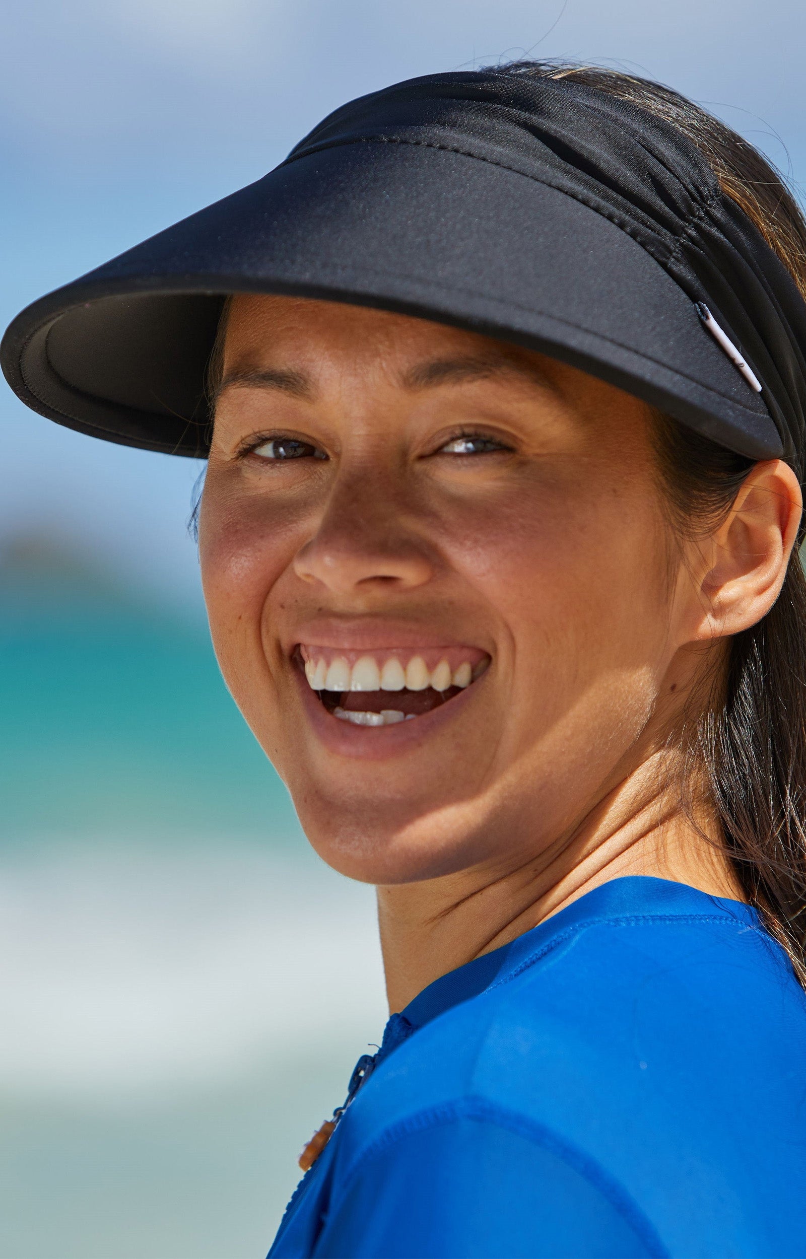 women's swim visor in black|black