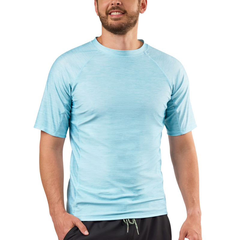 mens short sleeve crew sun & swim shirt|aquamarine-jaspe