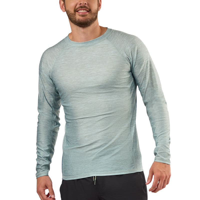 mens long sleeve crew sun & swim shirt|agave-jaspe