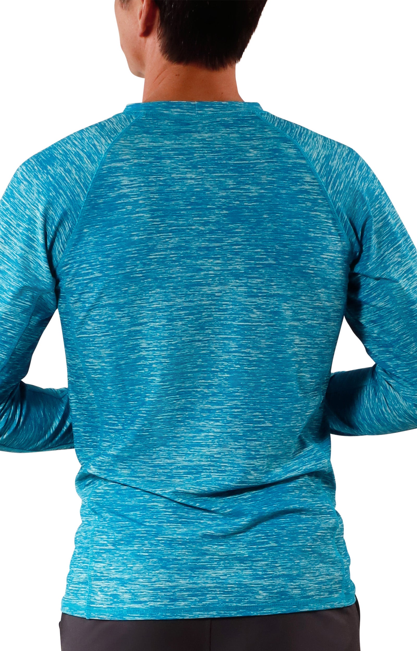 UV Skinz's men's long sleeve crew swim shirt in caribbean jaspe|caribbean-jaspe