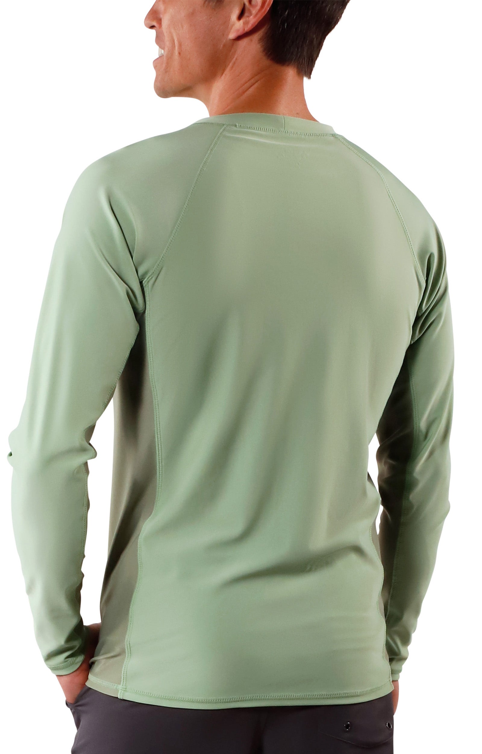 men's long sleeve crew swim shirt in sage washed olive|sage-washed-olive