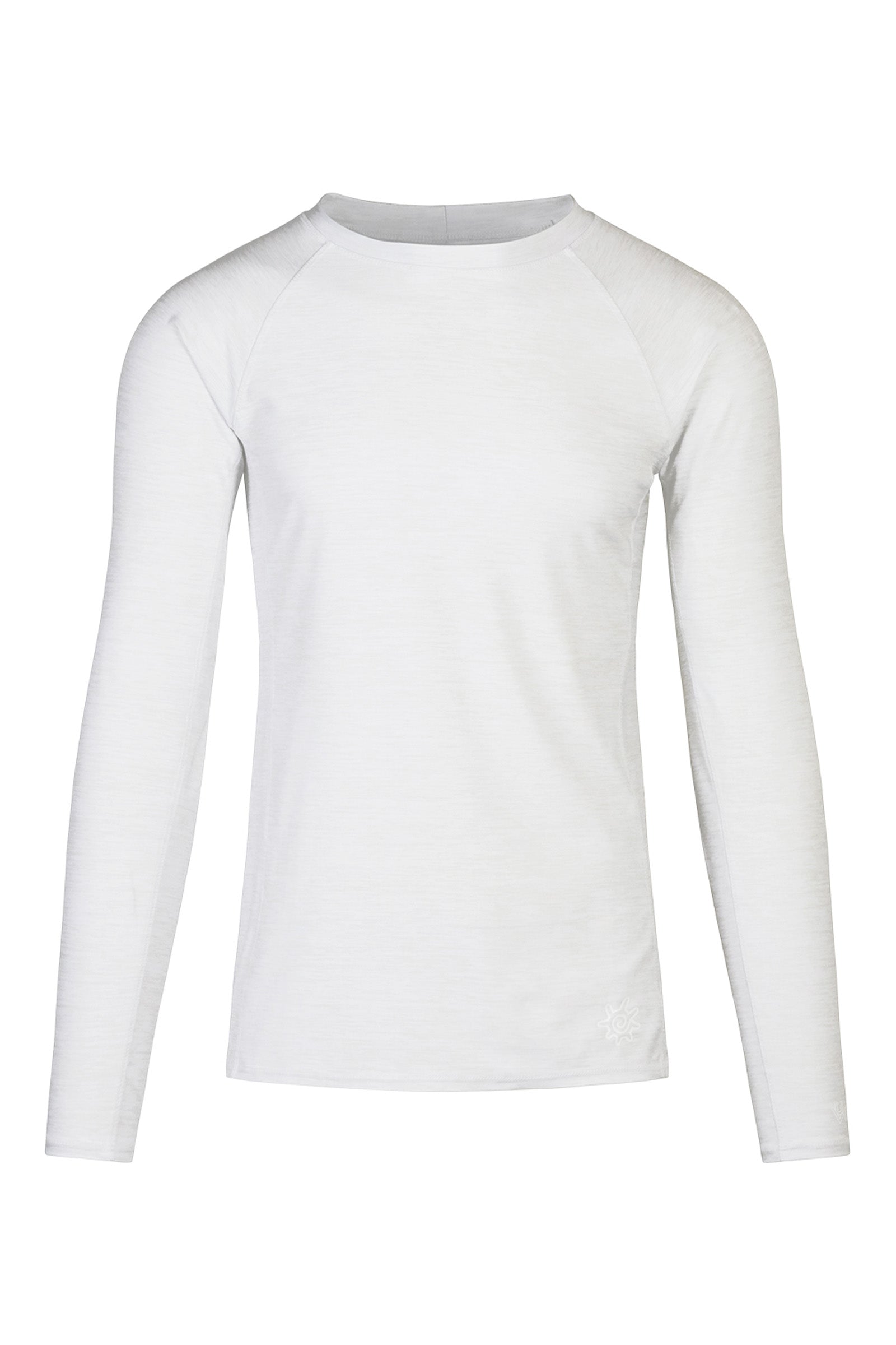 men's long sleeve crew swim shirt in white jaspe