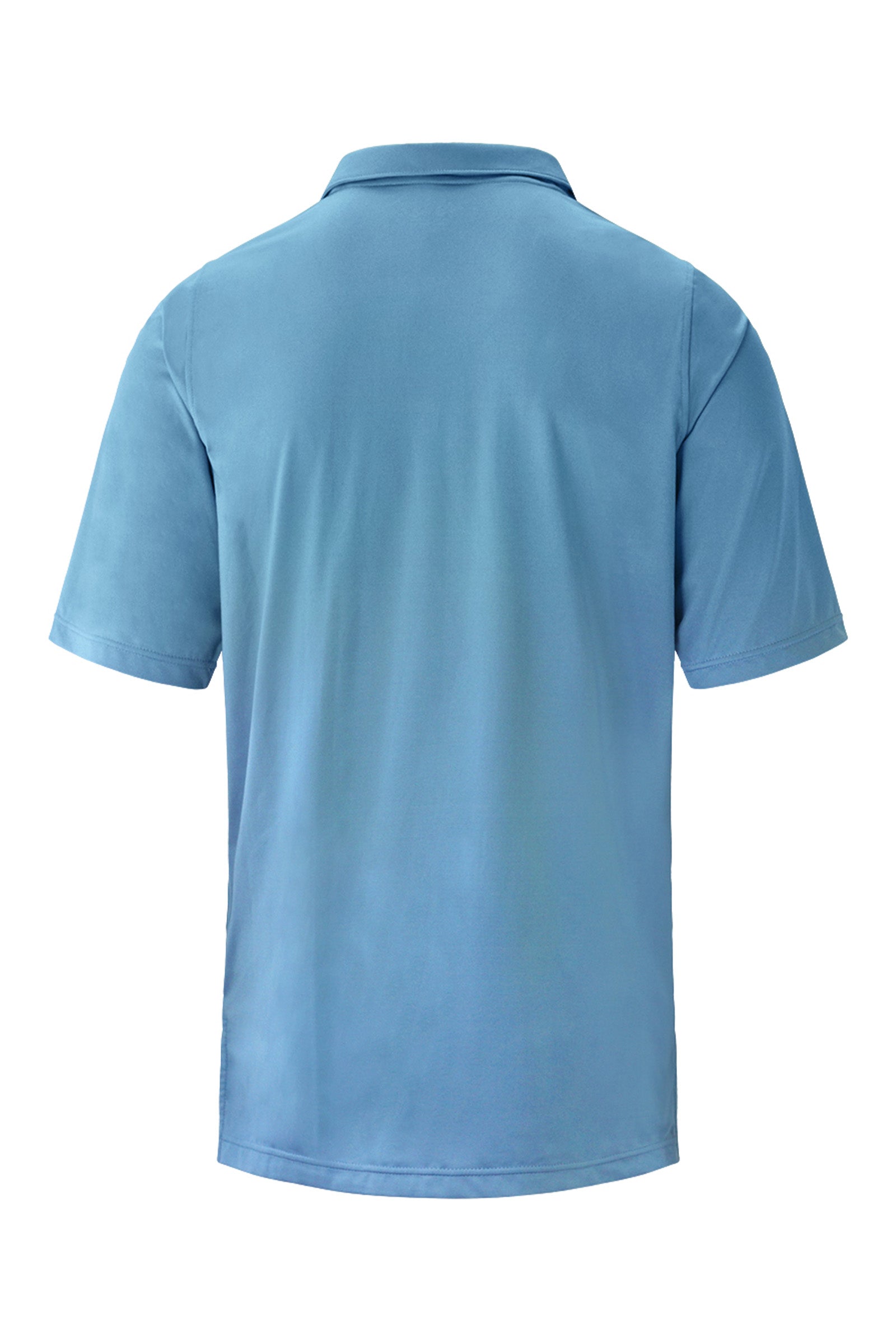 back of the men's short sleeve polo in lagoon
