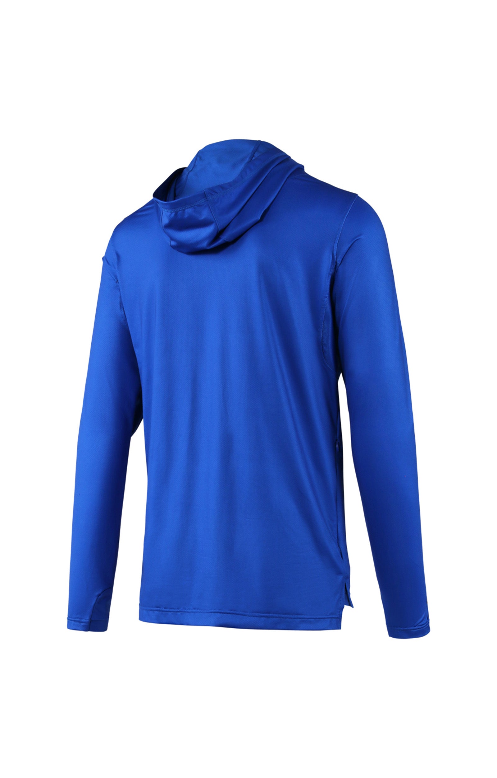 back view of mens workwear sun performance hoodie in deep sea|deep-sea