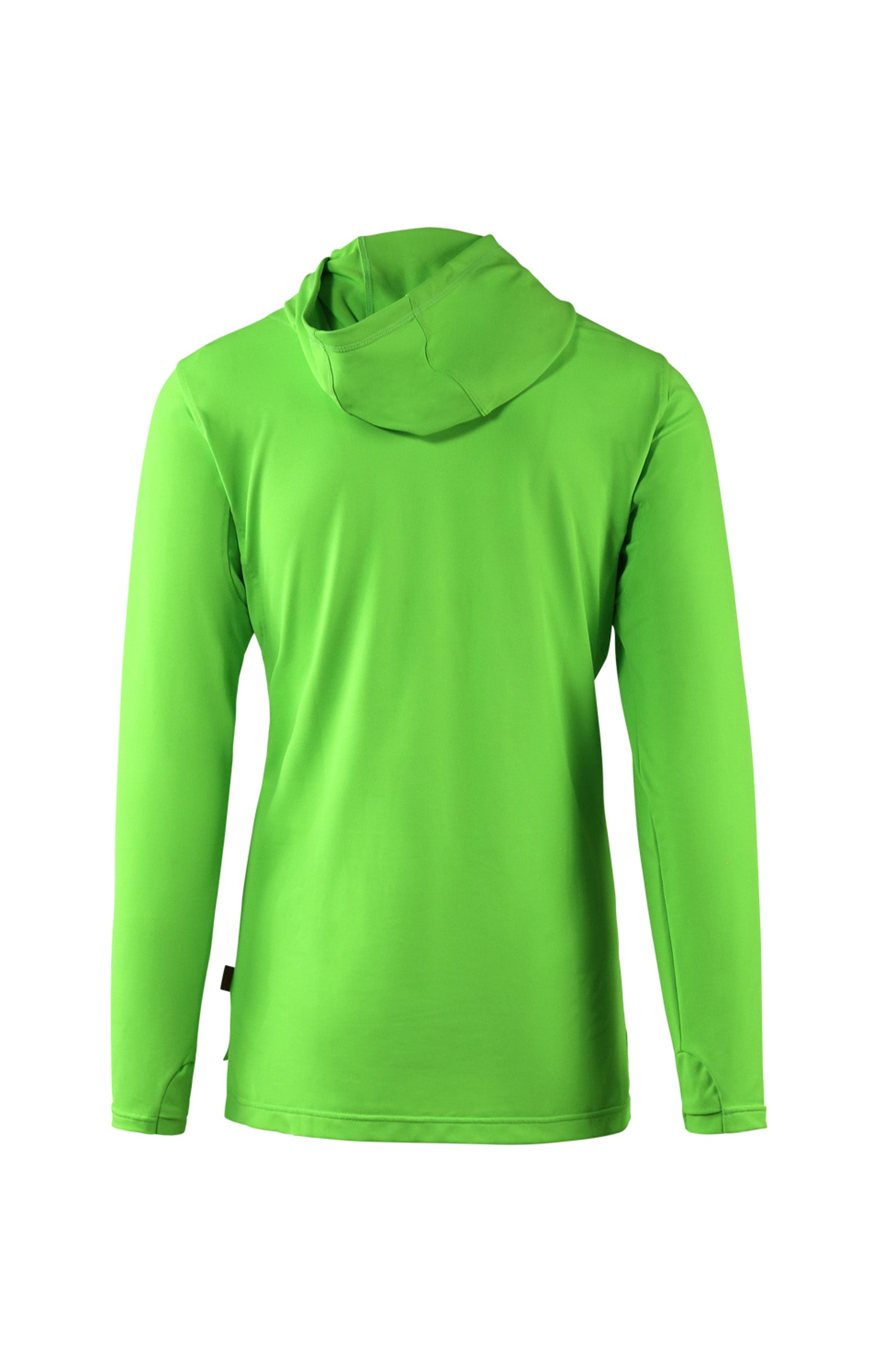 back view of mens workwear sun performance hoodie in neon green|neon-green