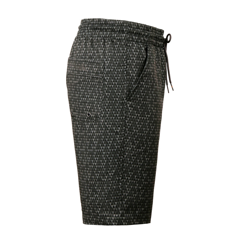 side view of the men's classic trunks in black pyramid geo|black-pyramid-geo