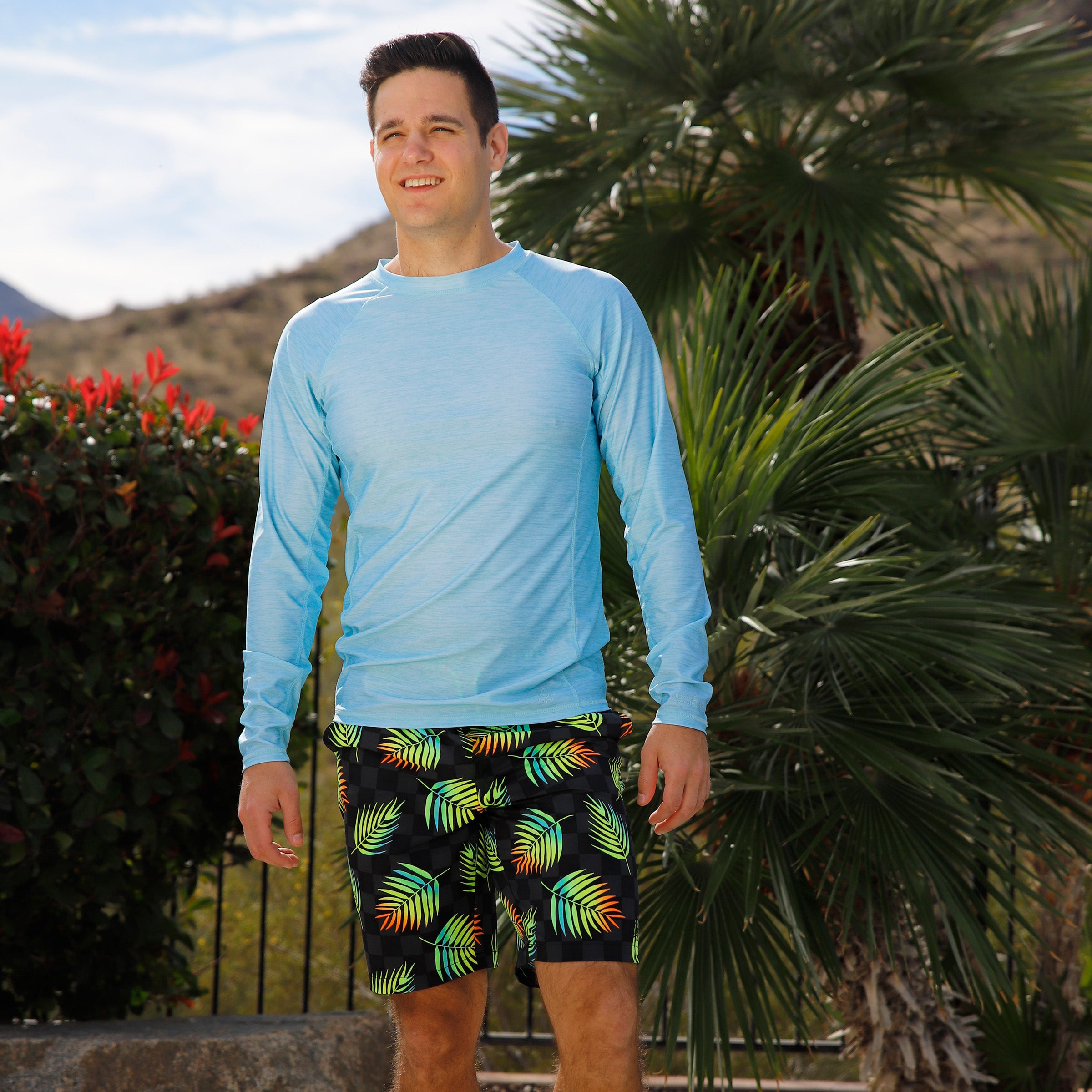 man wearing mens classic trunks|neon-palms
