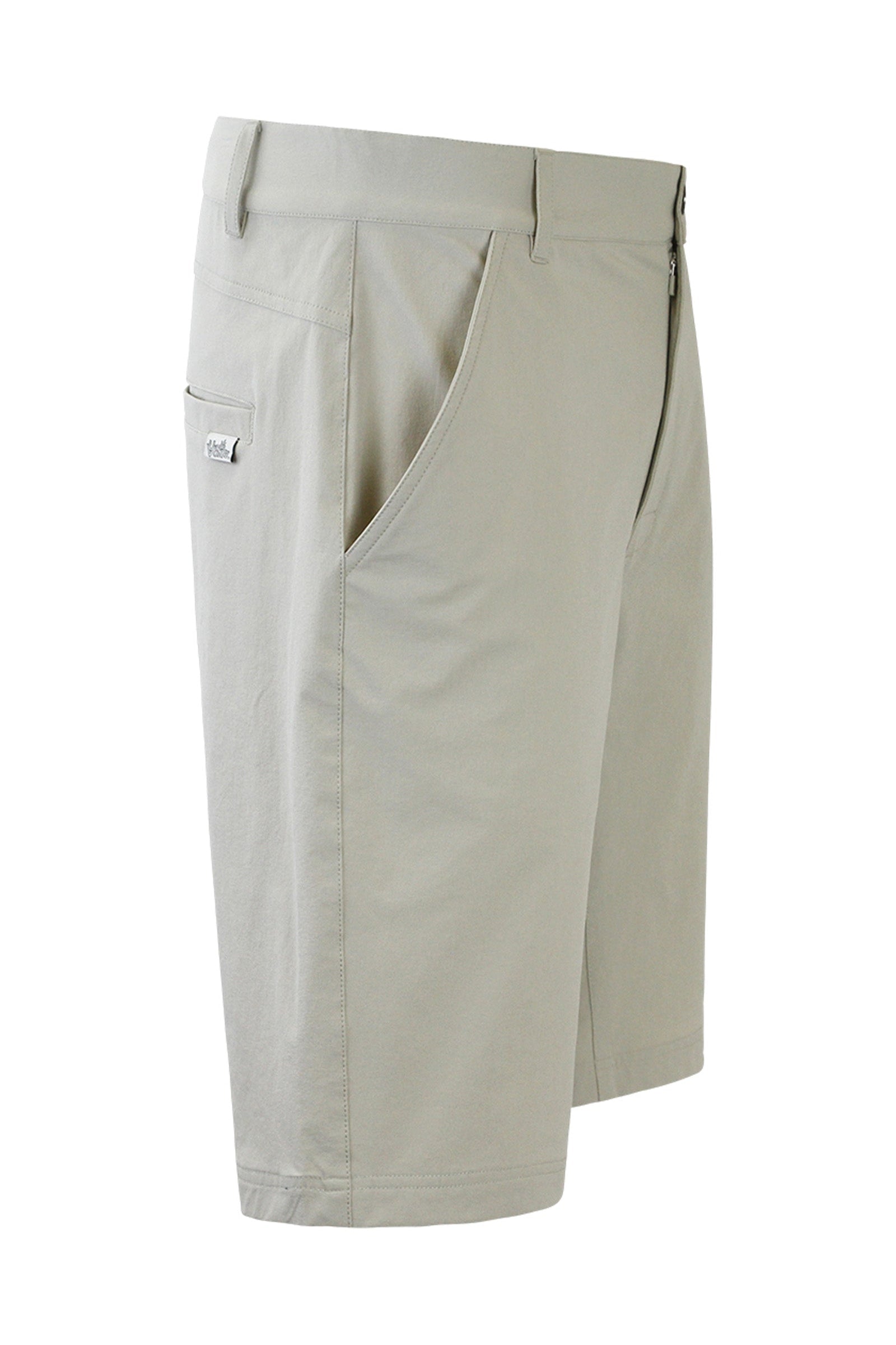 side view of the men's UPF shorts in stone|stone