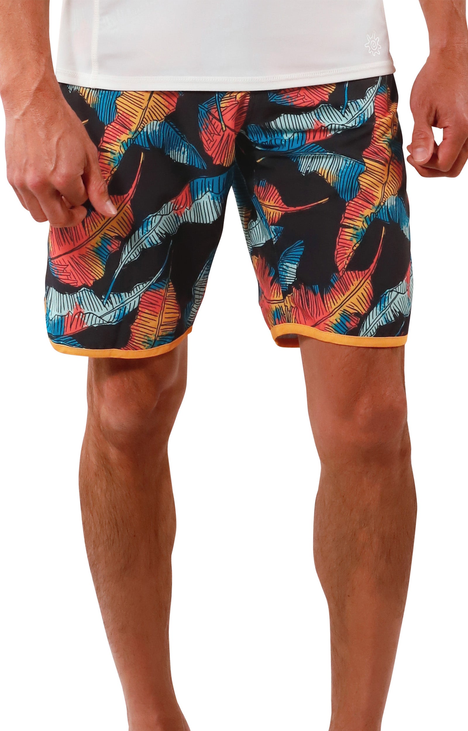 men's retro board shorts in baja leaf|baja-leaf