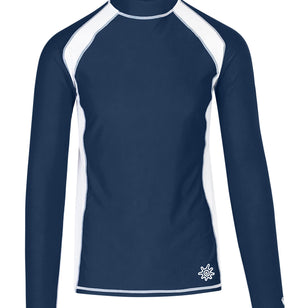 men's long sleeve active swim shirt in midnight white|midnight-white