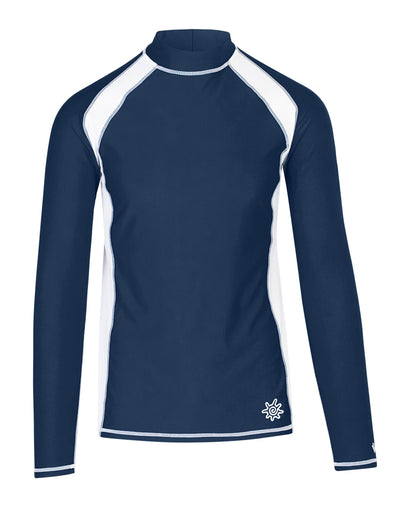 men's long sleeve active swim shirt in midnight white|midnight-white