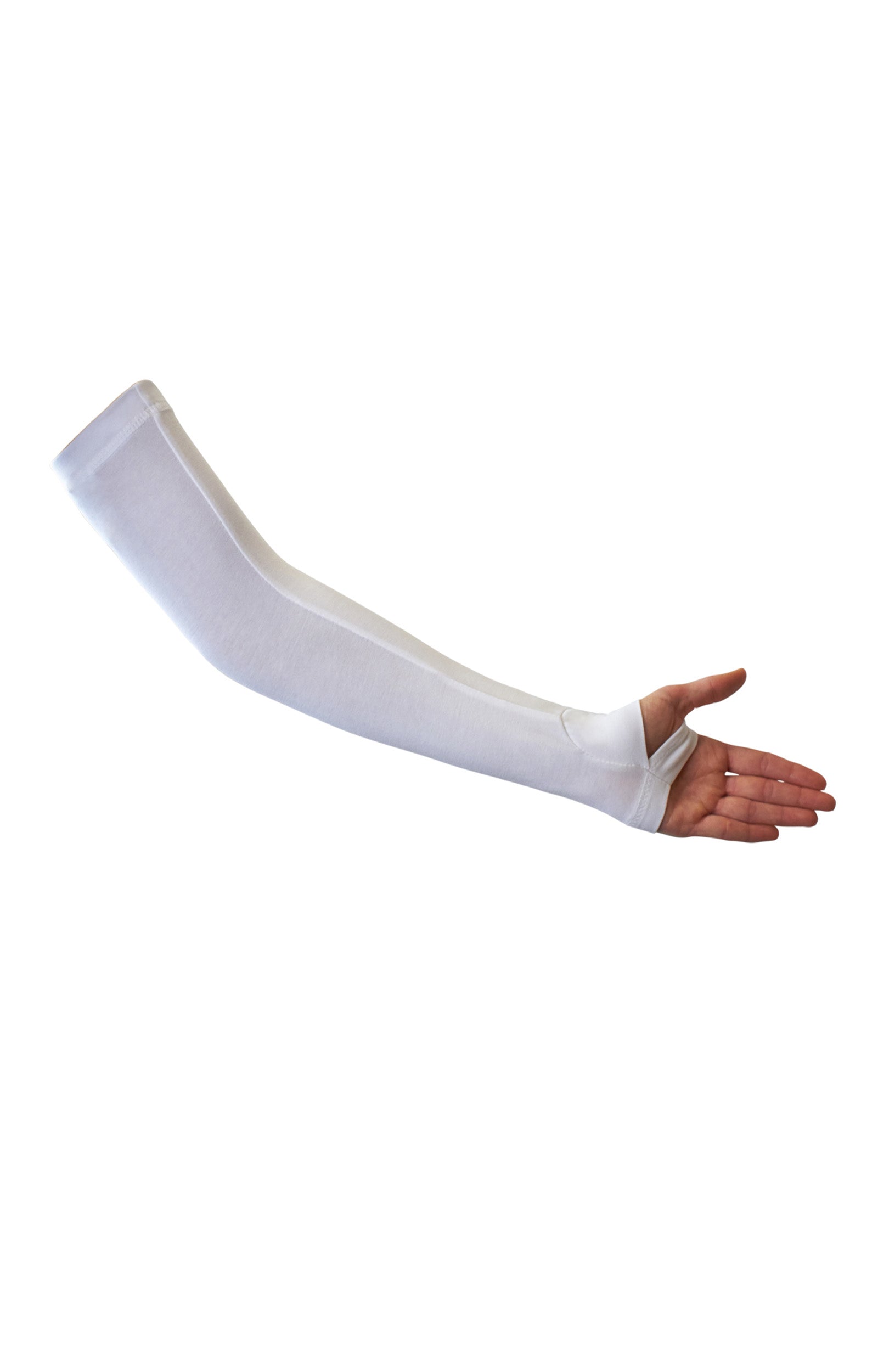 View of Bamboo Sun Sleeves in White|white