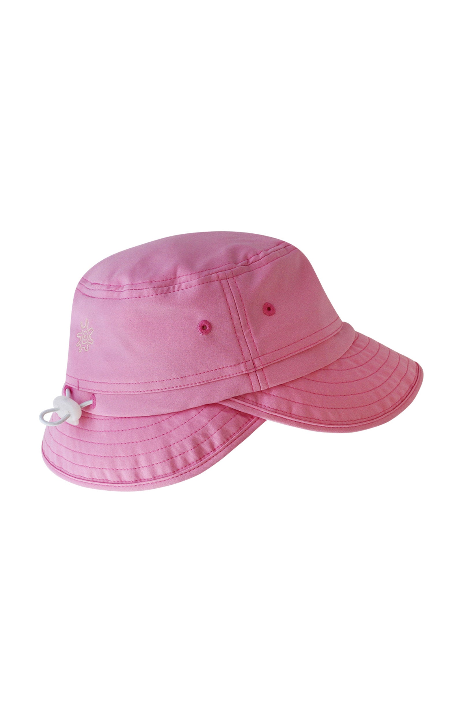 Back of the UV Skinz's kid's adjustable flap sun hat in light pink|light-pink