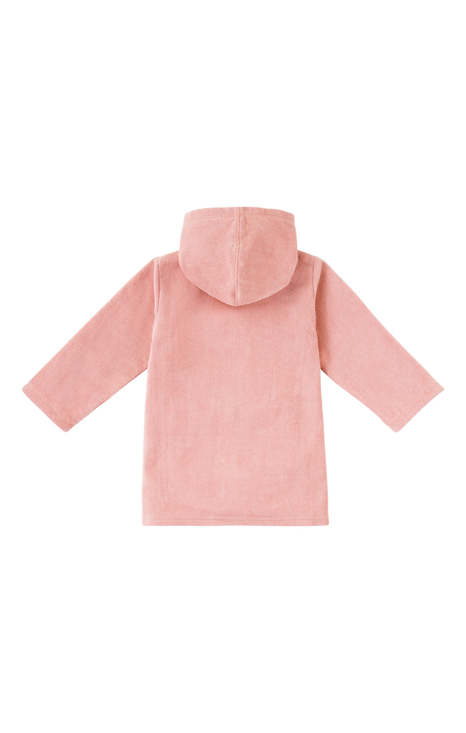 back view of kids hooded terry beach cover up|dusty-pink