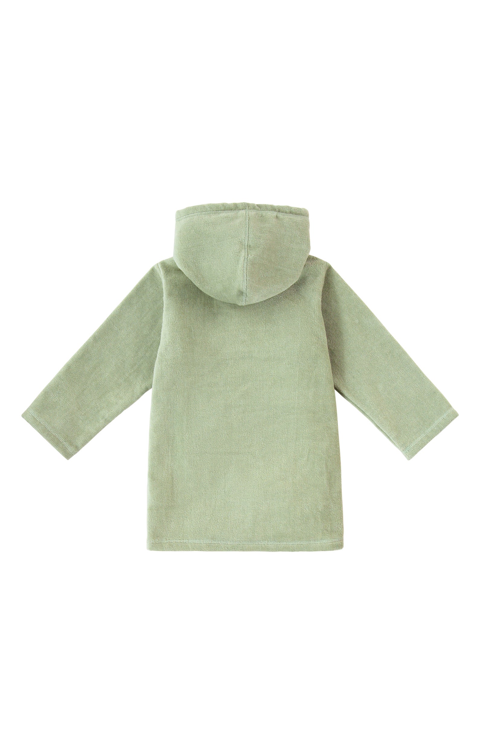 back view of kids hooded terry beach cover up|frosty-green