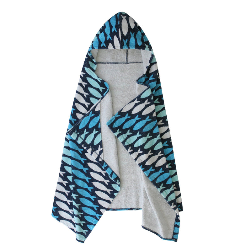 kid's hooded beach towel in fish trailz|fish-trailz