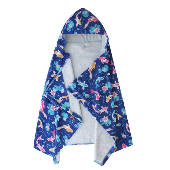 kid's hooded beach towel in lily koi|lily-koi