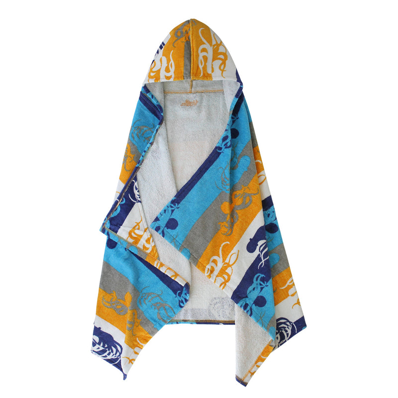 kid's hooded beach towel in octopus stripe|octopus-stripe