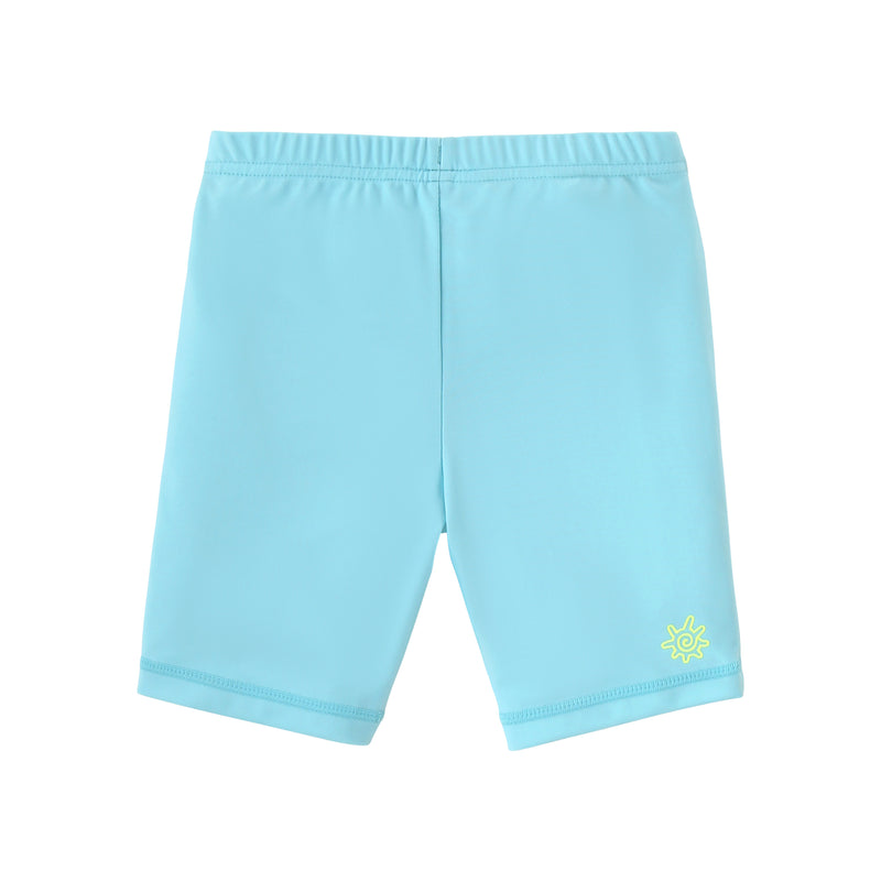 back view of kids neon swim and play jammerz|neon-sky