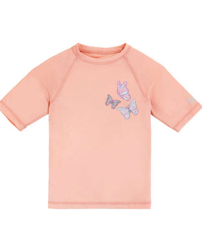kids short sleeve crew sunny swim shirt in butterfly besties|butterfly-besties