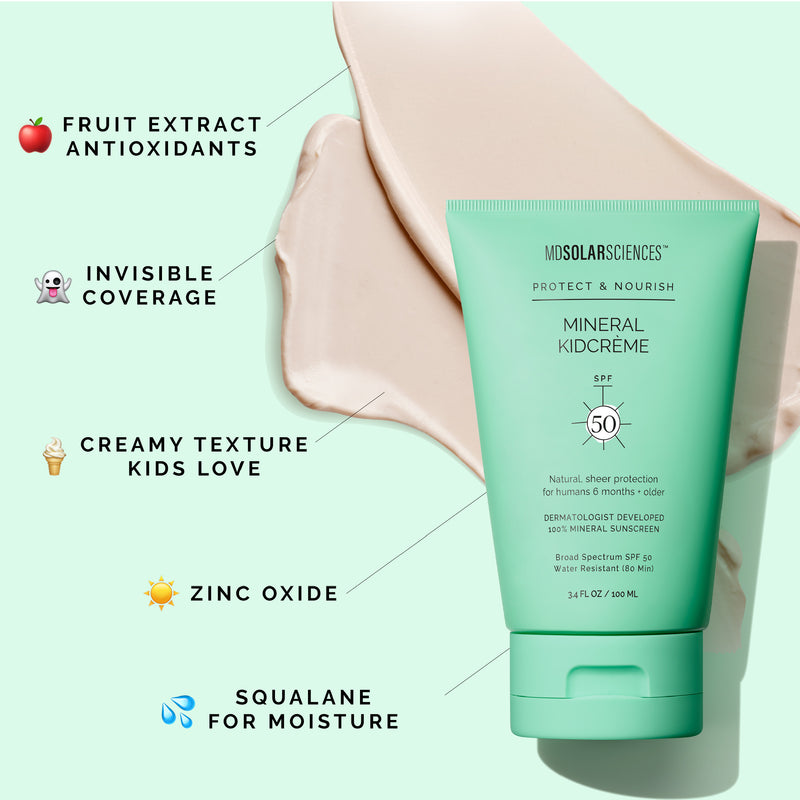 Benefits of the MDSolarSciences Mineral KidCreme - Face & Body Sunscreen - SPF 50+