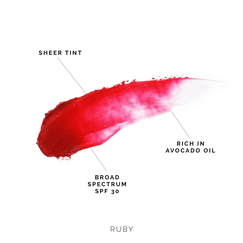Highlights of the MDSolarSciences' lip balm in ruby|ruby