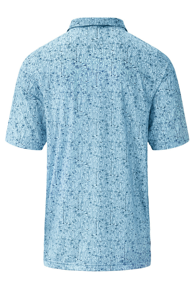 back view of the men's short sleeve polo in island ace|island-ace