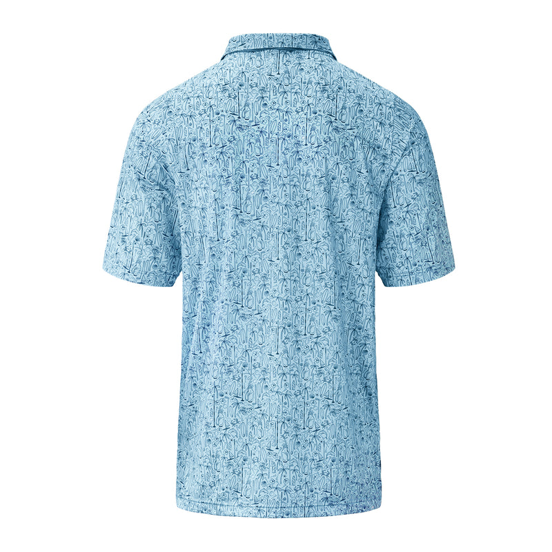 back view of the men's short sleeve polo in island ace|island-ace