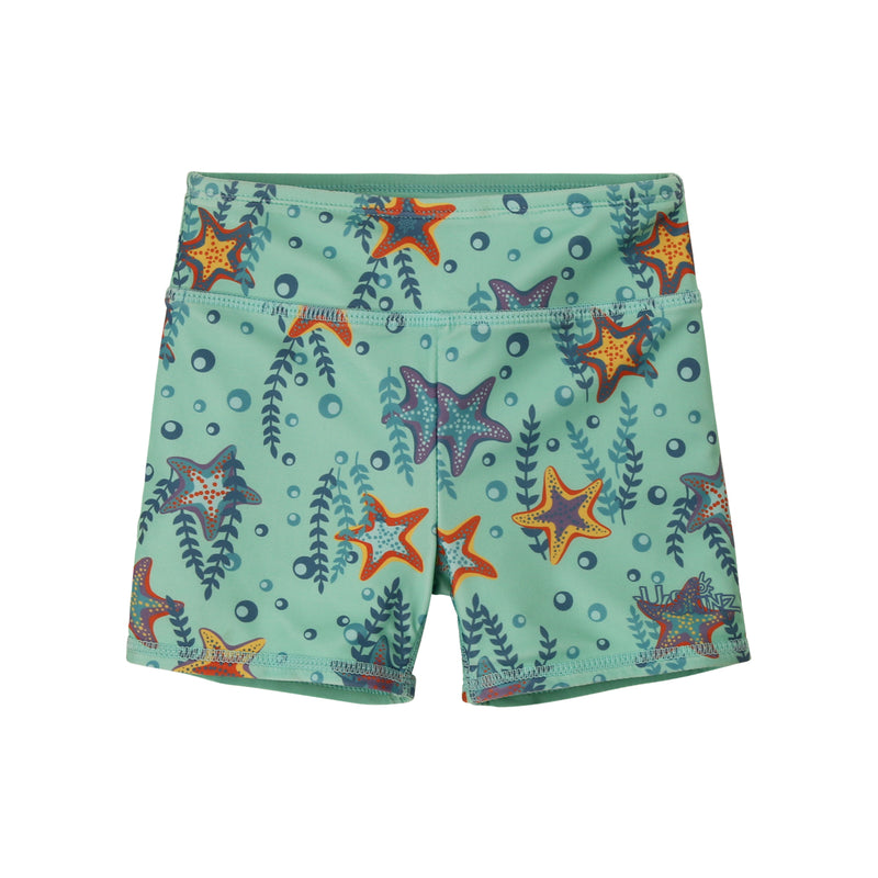 girl's reversible active swim shorts|starfish-party-seaglass