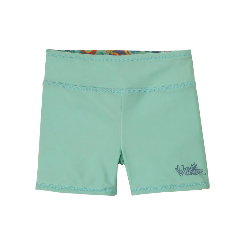 girl's reversible active swim shorts|starfish-party-seaglass