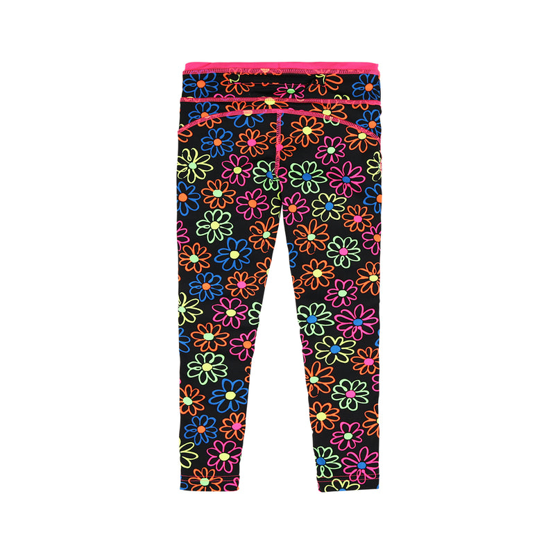 girls neon upf active sport swim tights|neon-daisies